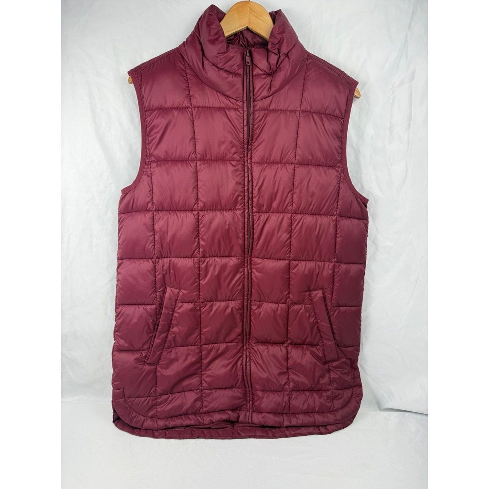 GAP Women's Quilted Puffer Vest Burgundy M Tall Lightweight